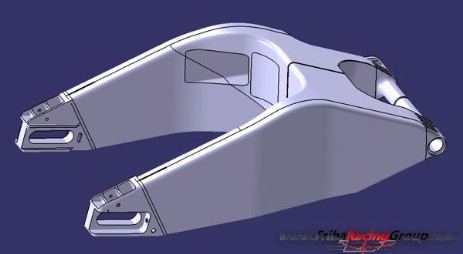 Modello 3D di forcellone di motociclo cross