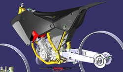 Modello 3D del motociclo cross realizzato per Ancillotti Motorcycles.